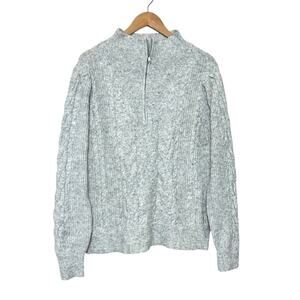 LOFT Gray Cable Knit Sweater